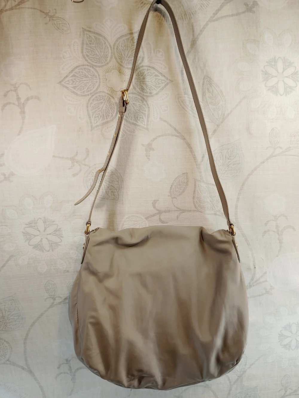 Marc Jacobs Taupe Crossbody Bag with Gold Hardware
